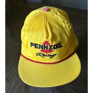 Pennzoil Racing Hat Yellow Snapback 100% Cotton rope Adjustable‎ Strap Thailand